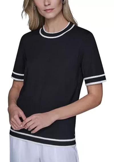 Women's Short Sleeve Crew Neck Sweater