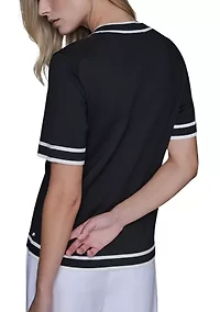 Women's Short Sleeve Crew Neck Sweater