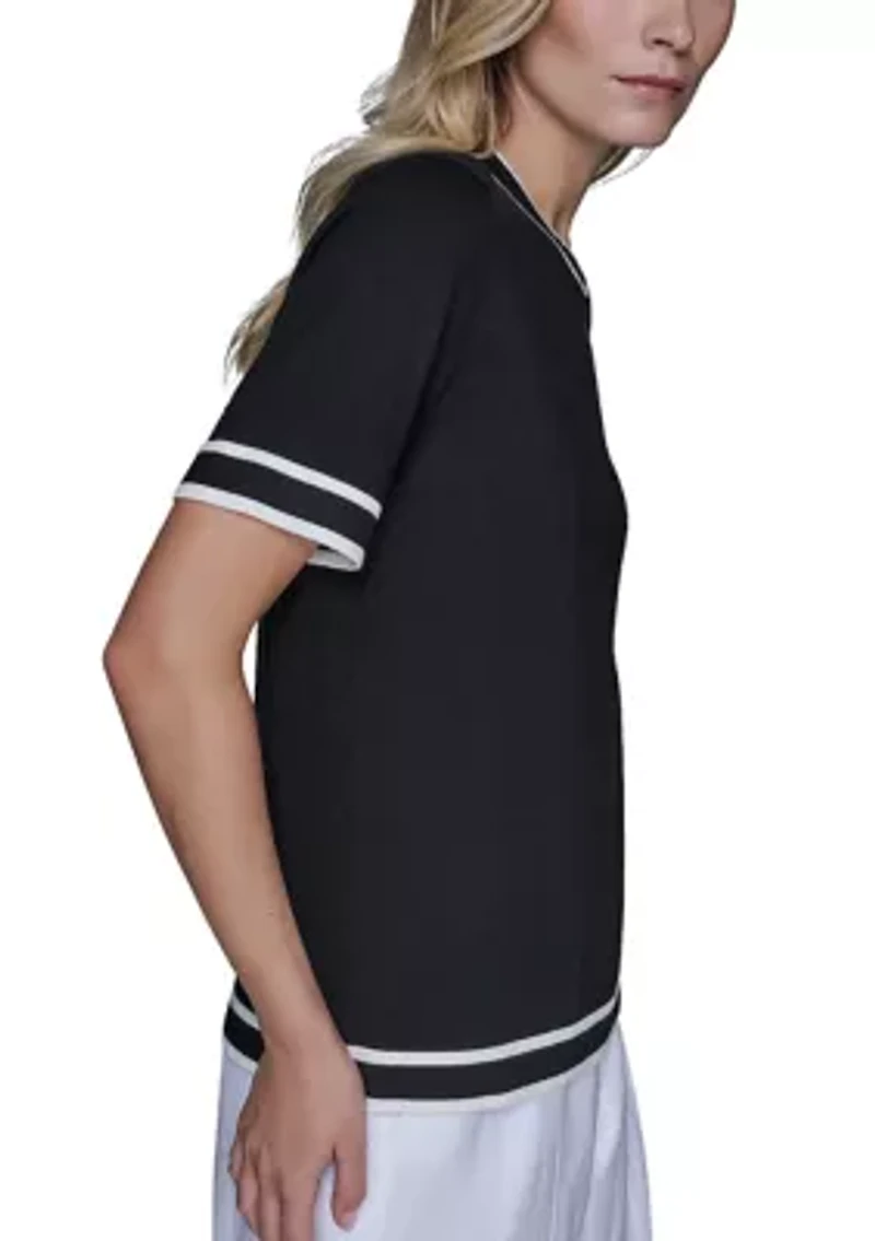 Women's Short Sleeve Crew Neck Sweater