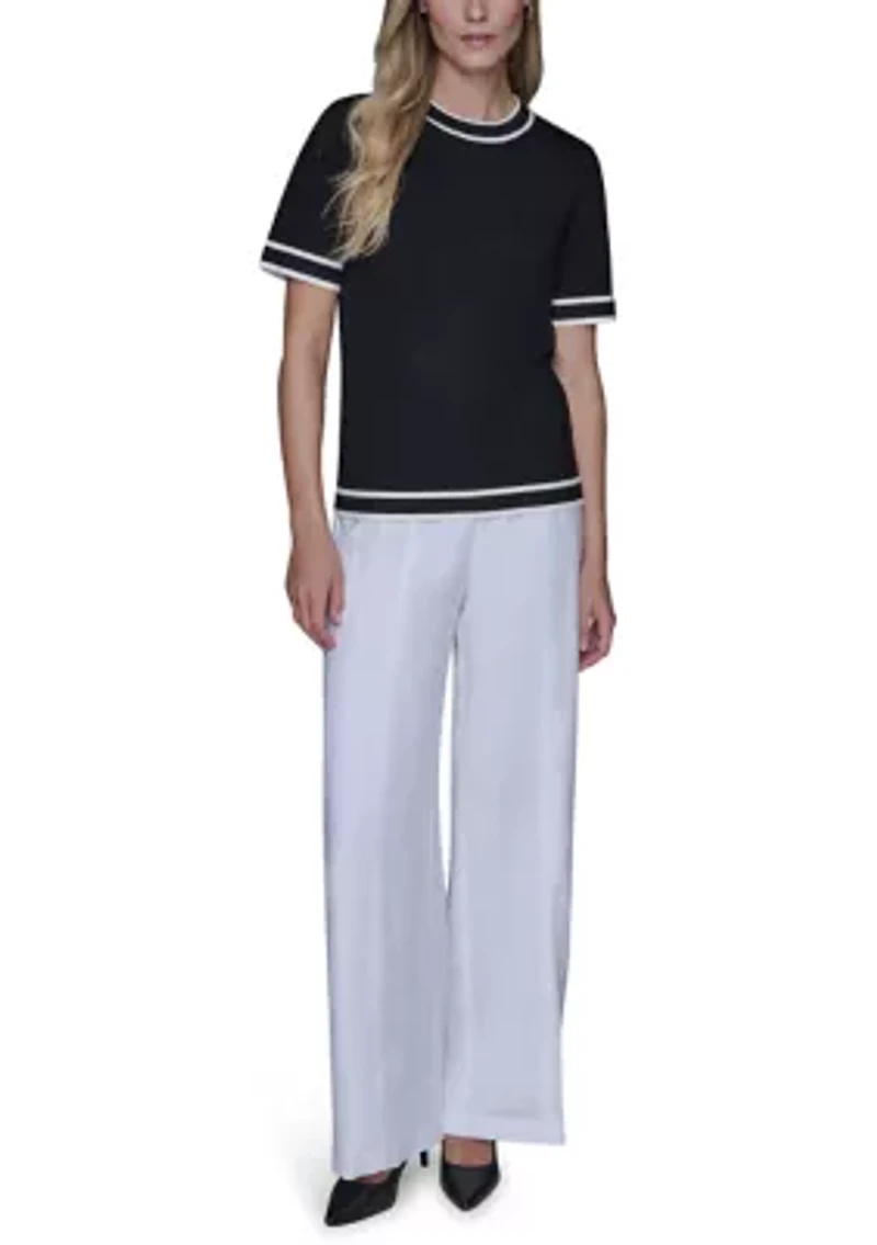 Women's Short Sleeve Crew Neck Sweater