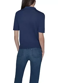 Women's Short Sleeve Polo Sweater