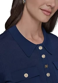 Women's Short Sleeve Polo Sweater