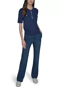 Women's Short Sleeve Polo Sweater