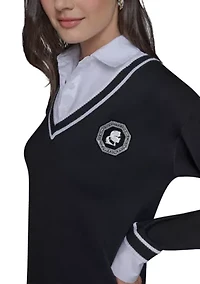 Women's V-Neck College 2Fer Top