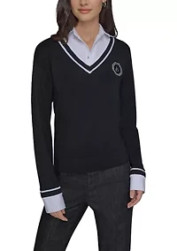 Women's V-Neck College 2Fer Top