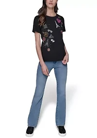 Women's Paris Sequin Scrapbook Graphic T-Shirt