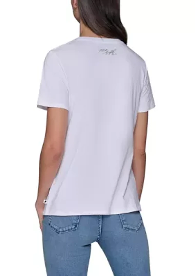 Women's Sequin Eiffel Tower Graphic T-Shirt
