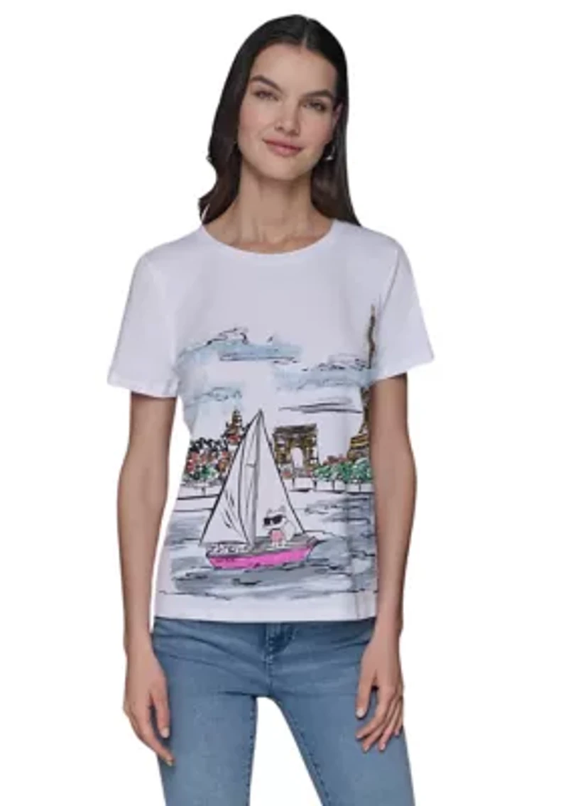Women's Paris Watercolor Graphic T-Shirt