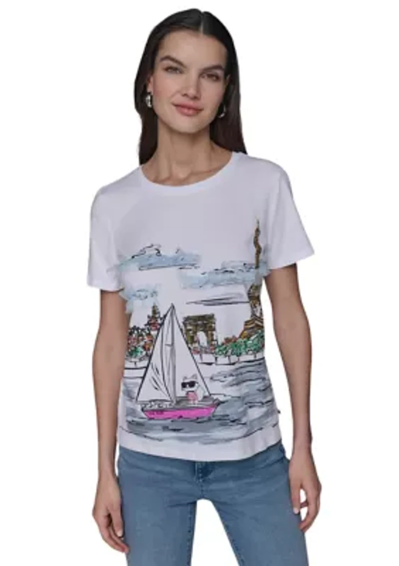Women's Paris Watercolor Graphic T-Shirt