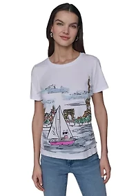 Women's Paris Watercolor Graphic T-Shirt