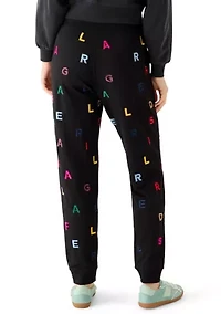 Women's Embroidered Soup Logo Printed Pants