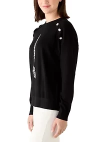 Women's Sequin Eiffel Tower Crew Neck Sweater