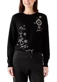 Women's Embroidered Crew Neck Sweater