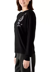 Women's Embroidered Crew Neck Sweater