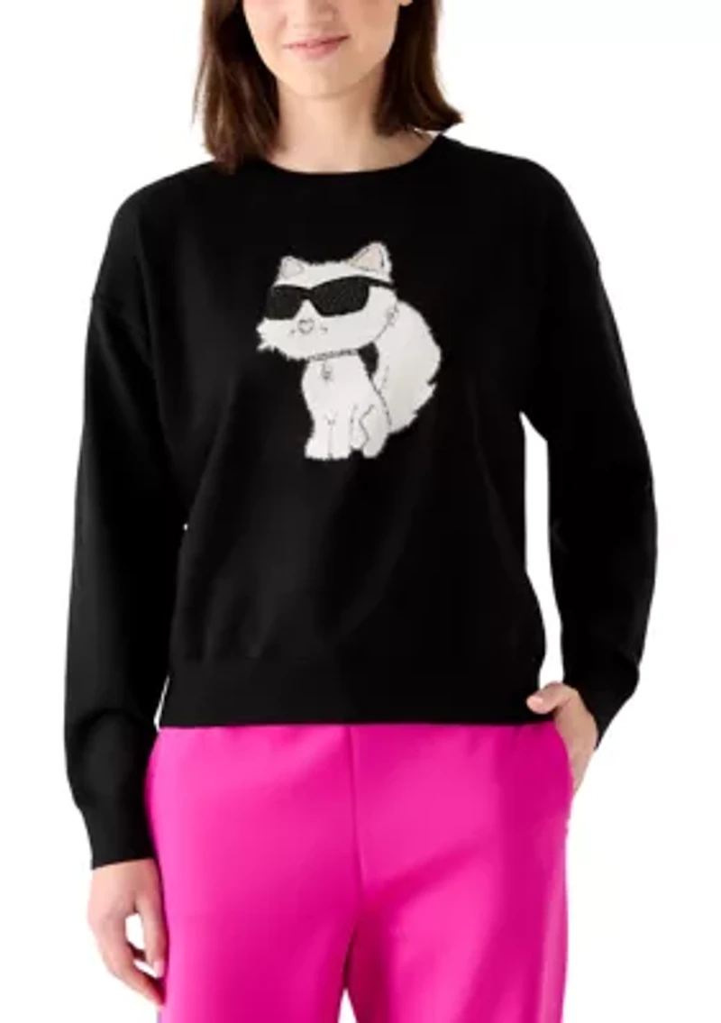 Women's Patch Crew Neck Sweater