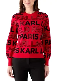 Women's Logo Text Mock Neck Sweater