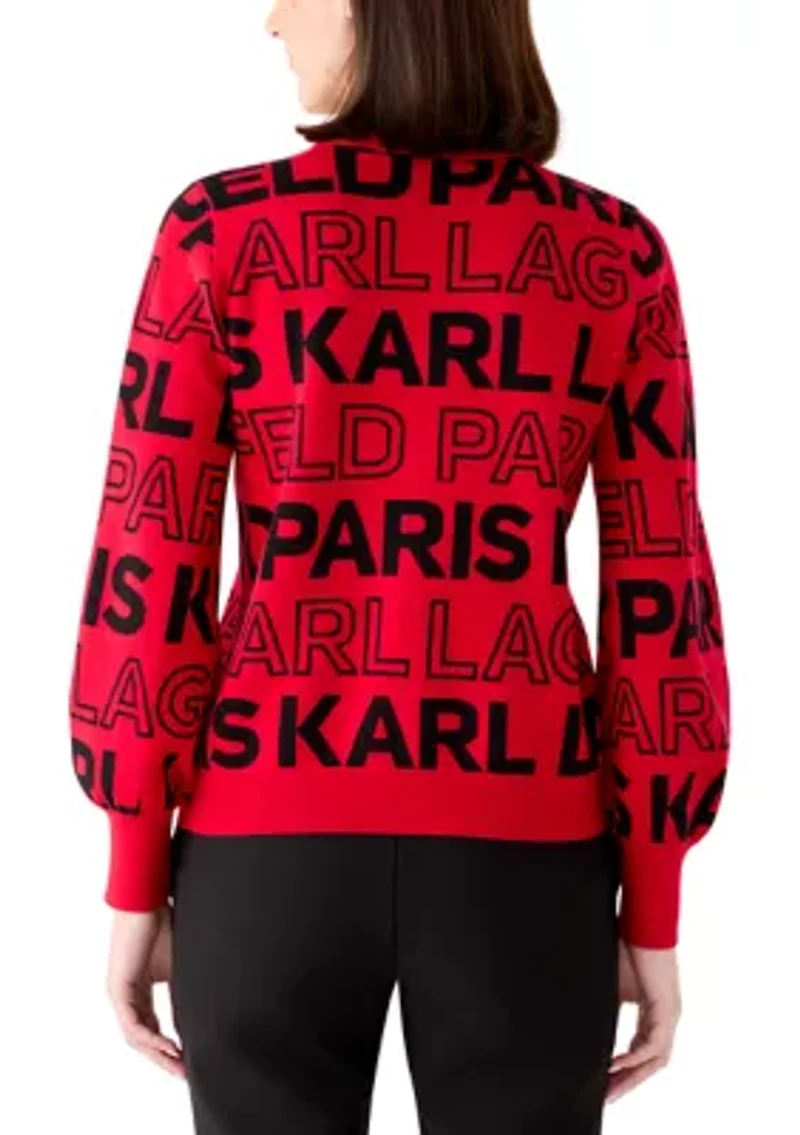 Women's Logo Text Mock Neck Sweater