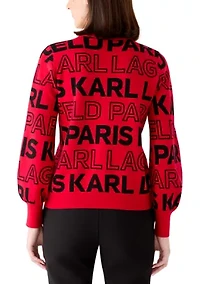 Women's Logo Text Mock Neck Sweater