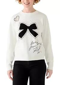 Women's Doodle Bow Crew Neck Sweater
