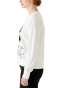 Women's Doodle Bow Crew Neck Sweater