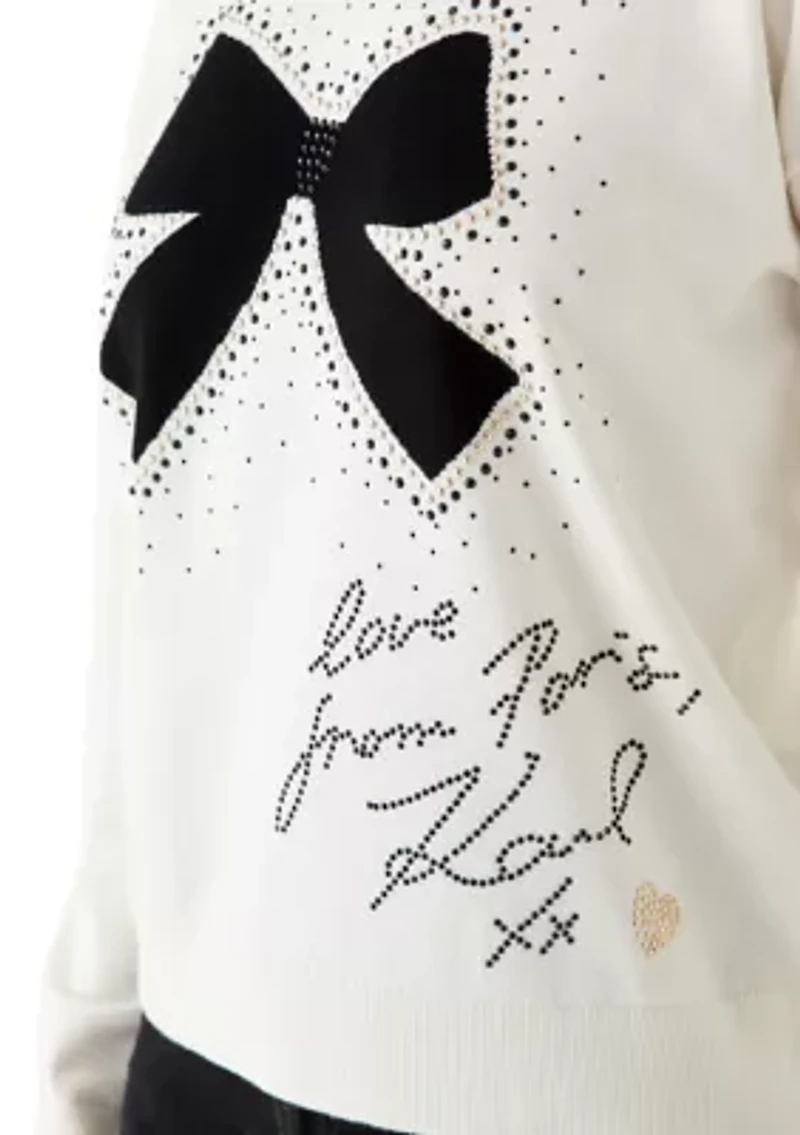 Women's Doodle Bow Crew Neck Sweater