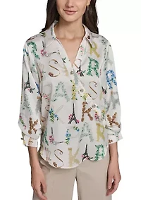 Women's 3/4 Sleeve Multi Karl Blouse
