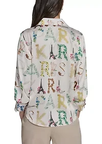 Women's 3/4 Sleeve Multi Karl Blouse