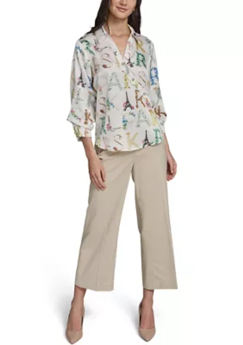 Women's 3/4 Sleeve Multi Karl Blouse