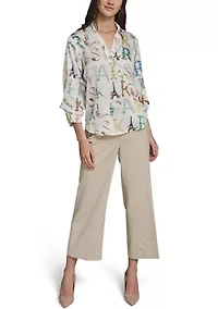 Women's 3/4 Sleeve Multi Karl Blouse