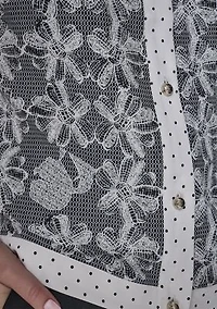 Women's Short Sleeve Lace Print Blouse