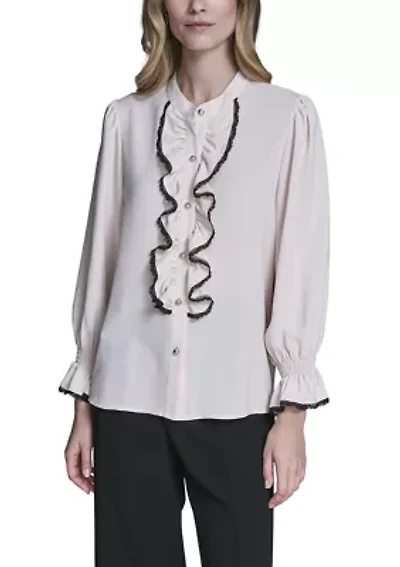 Women's Ruffle Button Up Blouse