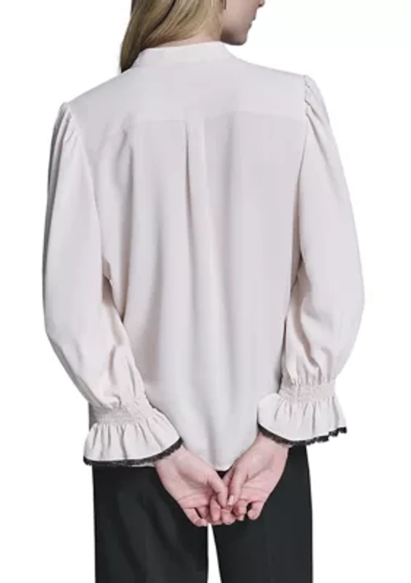 Women's Ruffle Button Up Blouse