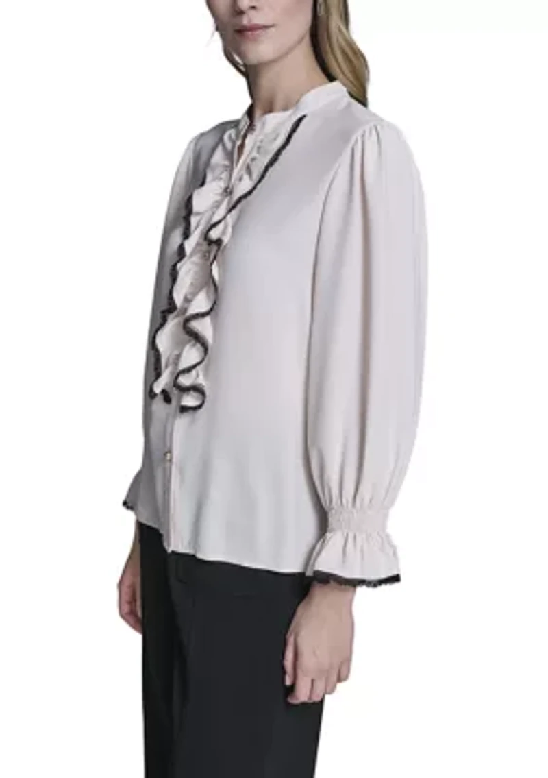 Women's Ruffle Button Up Blouse