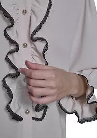 Women's Ruffle Button Up Blouse