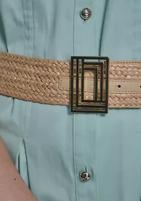 Women's 3/4 Sleeve Belted Shirtdress