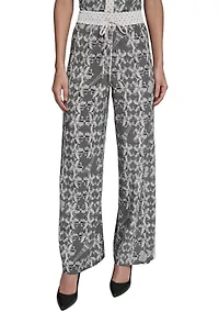 Women's Wide Leg Lace Printed Pants