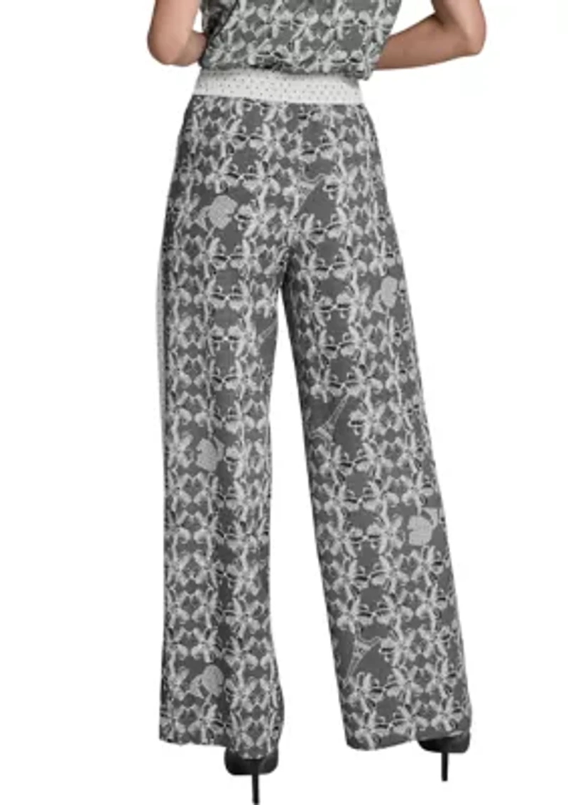 Women's Wide Leg Lace Printed Pants