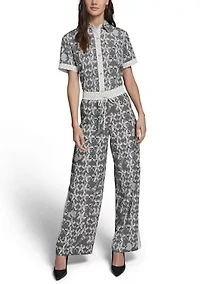 Women's Wide Leg Lace Printed Pants