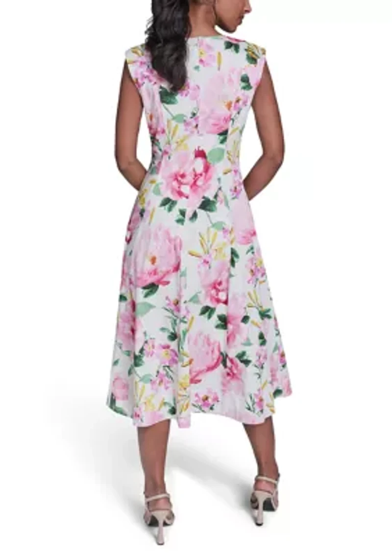 Women's Short Sleeve V-Neck Floral Dress