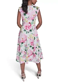Women's Short Sleeve V-Neck Floral Dress