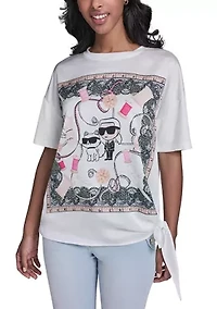 Women's Short Sleeve Mix Media Top