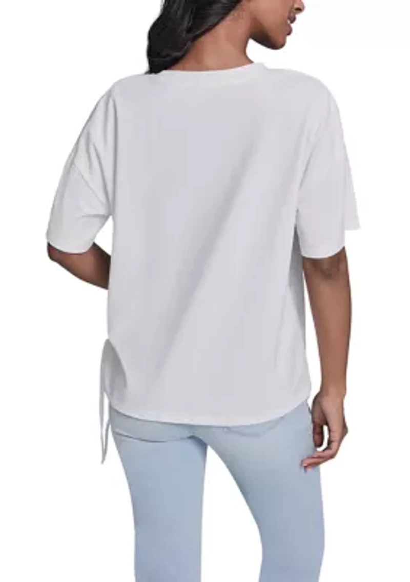 Women's Short Sleeve Mix Media Top