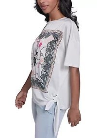 Women's Short Sleeve Mix Media Top