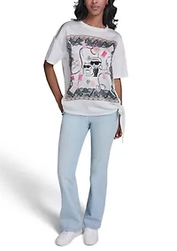 Women's Short Sleeve Mix Media Top