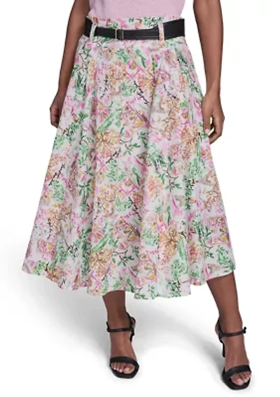 Women's Belted A-Line Skirt