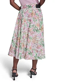 Women's Belted A-Line Skirt