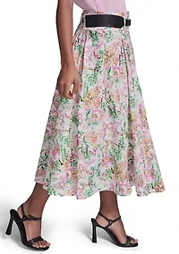 Women's Belted A-Line Skirt