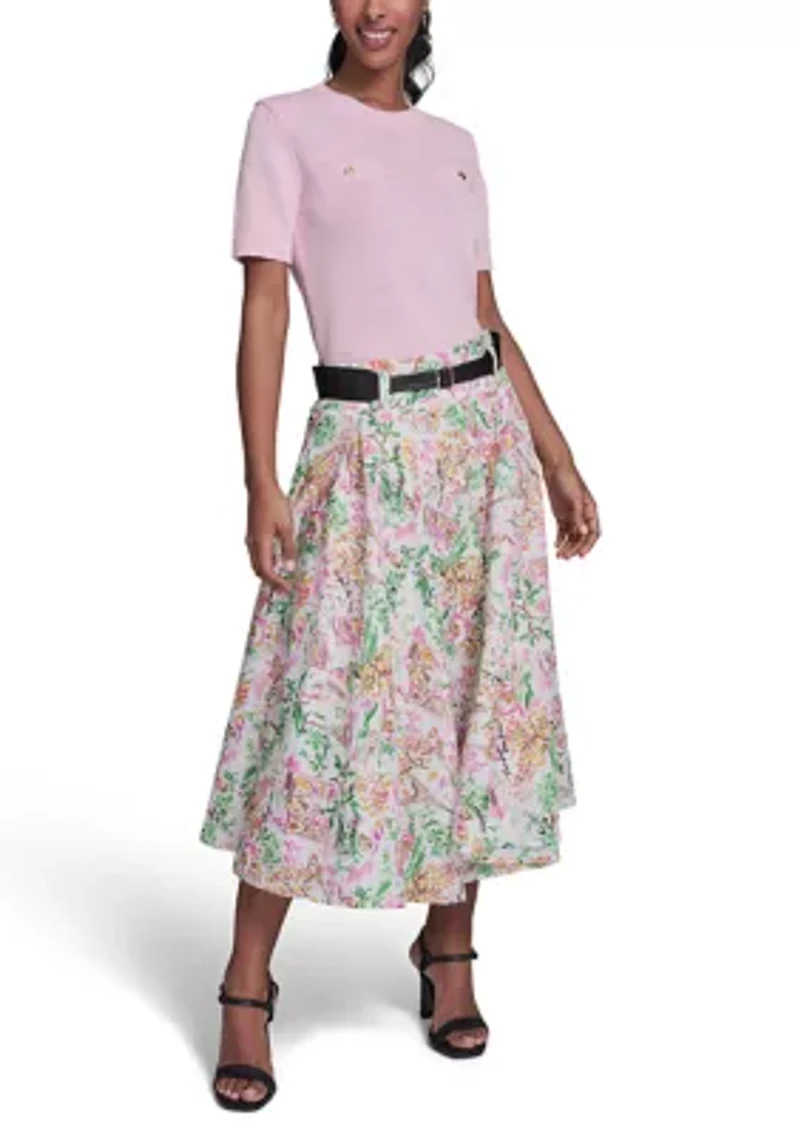 Women's Belted A-Line Skirt