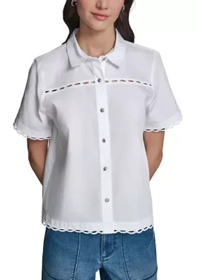 Women's Short Sleeve Collared Shirt