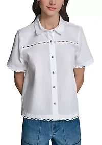 Women's Short Sleeve Collared Shirt